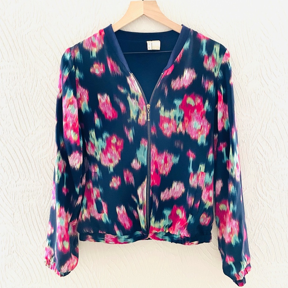 JAPNA Large Zip Multicolor Navy Lightweight Jacket